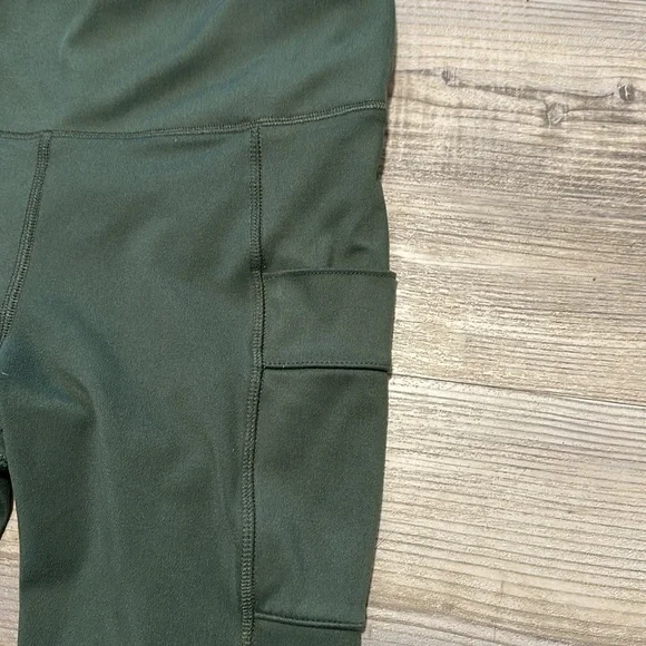 Olive Green Women's High-Waisted leggings - Picture 2 of 3